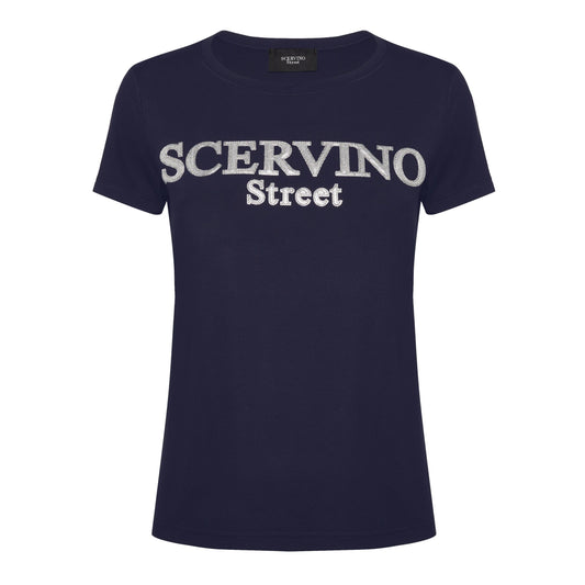 Blue Cotton Women T-Shirt