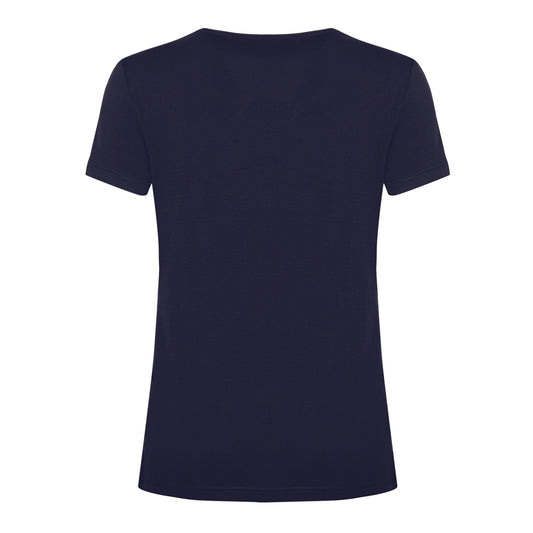 Blue Cotton Women T-Shirt