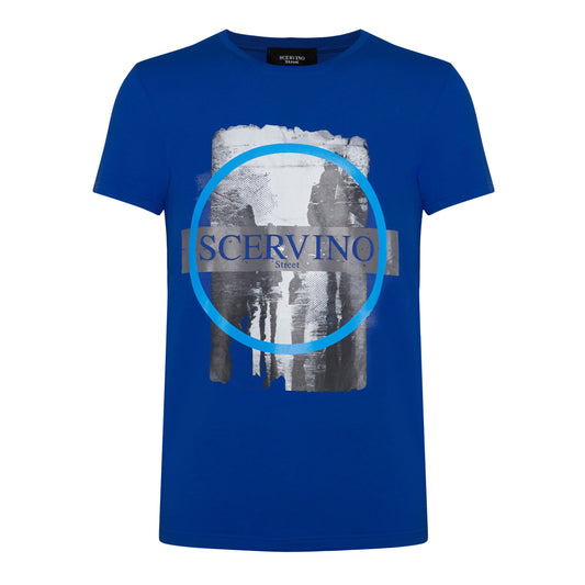 Blue Cotton Men T-Shirt