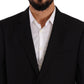 Elegant Black Two-Piece Suit with Deconstructed Blazer