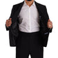 Elegant Black Two-Piece Suit with Deconstructed Blazer