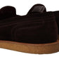 Elegant Suede Crocodile Loafers in Brown
