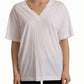 Elegant White V-Neck Cotton Tee