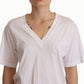 Elegant White V-Neck Cotton Tee
