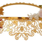 Elegant Gold Tone Brass Rose Crystal Diadem