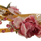 Elegant Gold Tone Brass Rose Crystal Diadem