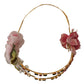 Elegant Gold Tone Brass Rose Crystal Diadem