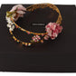 Elegant Gold Tone Brass Rose Crystal Diadem