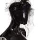 Elegant Black Silk Studded Diadem Headpiece