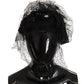 Elegant Black Silk Studded Diadem Headpiece