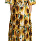 Sunflower Elegance Open Shoulder Dress