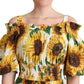 Sunflower Elegance Open Shoulder Dress