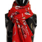 Elegant Red Fish Print Cotton Scarf