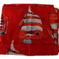 Elegant Red Fish Print Cotton Scarf