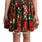 Red Floral Mini Dress with Zipper Closure