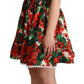 Red Floral Mini Dress with Zipper Closure