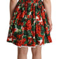 Red Floral Mini Dress with Zipper Closure