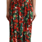 Elegant Red Geranium Pleated Maxi Dress