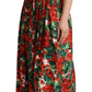 Elegant Red Geranium Pleated Maxi Dress