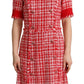Chic Checkered Sheath Knee-Length Dress