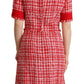 Chic Checkered Sheath Knee-Length Dress