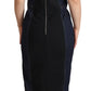 Elegant Dark Blue Denim Midi Sheath Dress