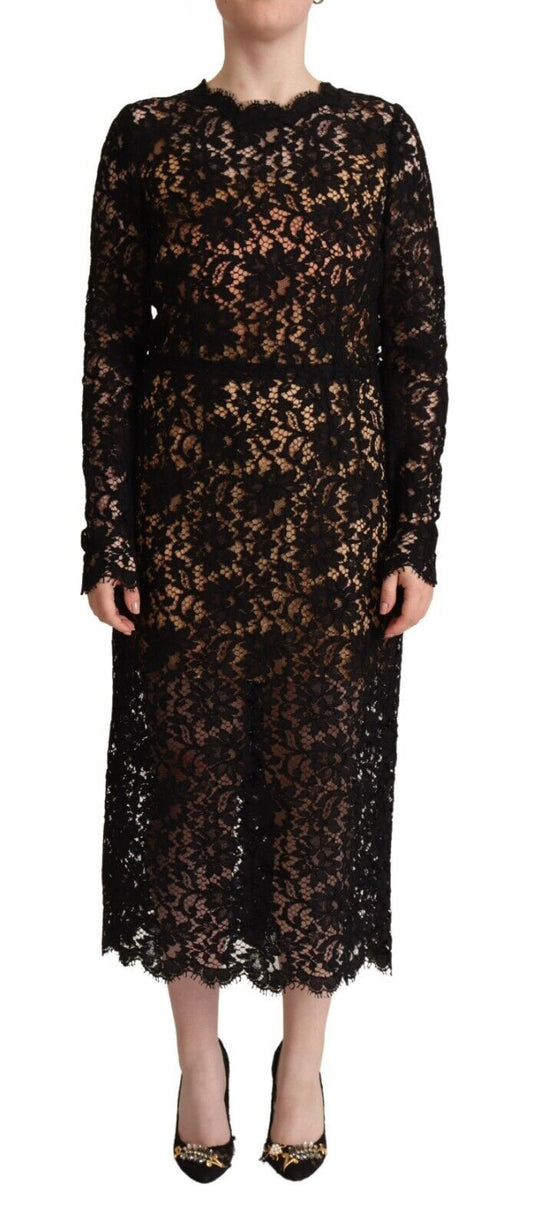 Elegant Floral Lace Sheath Midi Dress