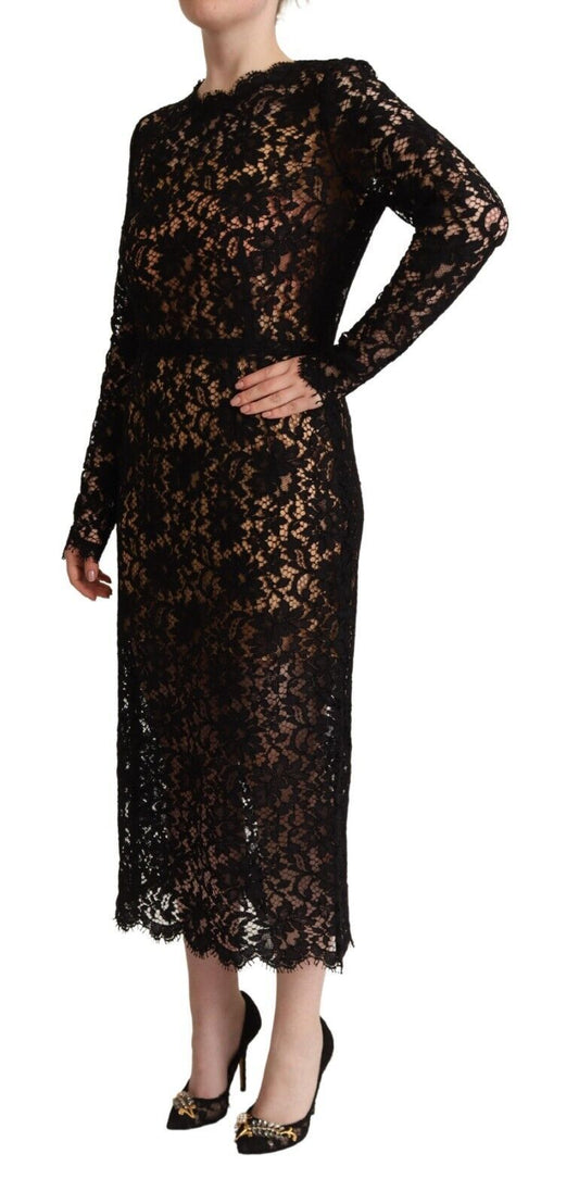 Elegant Floral Lace Sheath Midi Dress