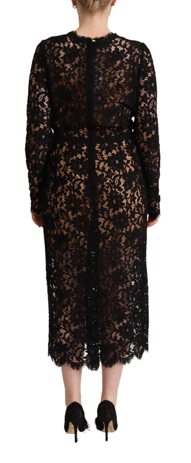 Elegant Floral Lace Sheath Midi Dress