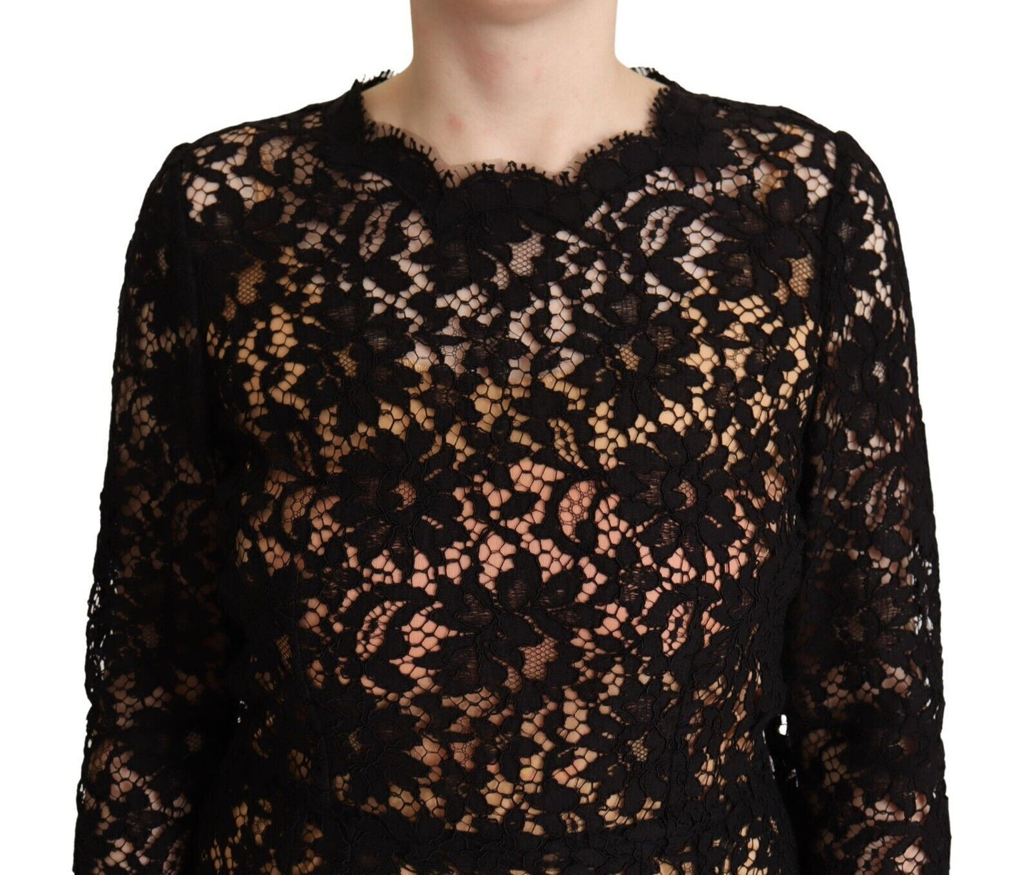 Elegant Floral Lace Sheath Midi Dress