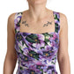 Elegant Silk Floral Sheath Midi Dress