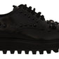 Elegant Black Crystal-Embellished Derby Shoes