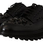 Elegant Black Crystal-Embellished Derby Shoes