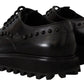 Elegant Black Crystal-Embellished Derby Shoes