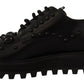 Elegant Black Crystal-Embellished Derby Shoes