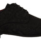 Black Floral Brocade Derby Lace-Up Shoes