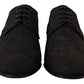 Black Floral Brocade Derby Lace-Up Shoes