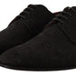 Black Floral Brocade Derby Lace-Up Shoes
