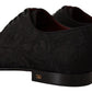Black Floral Brocade Derby Lace-Up Shoes