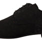 Black Floral Brocade Derby Lace-Up Shoes