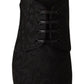 Black Floral Brocade Derby Lace-Up Shoes