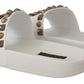 Regal White Leather Slides with Crown Patch