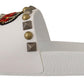 Regal White Leather Slides with Crown Patch