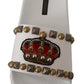 Regal White Leather Slides with Crown Patch