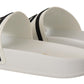 Chic White Leather Slides with Black Detailing