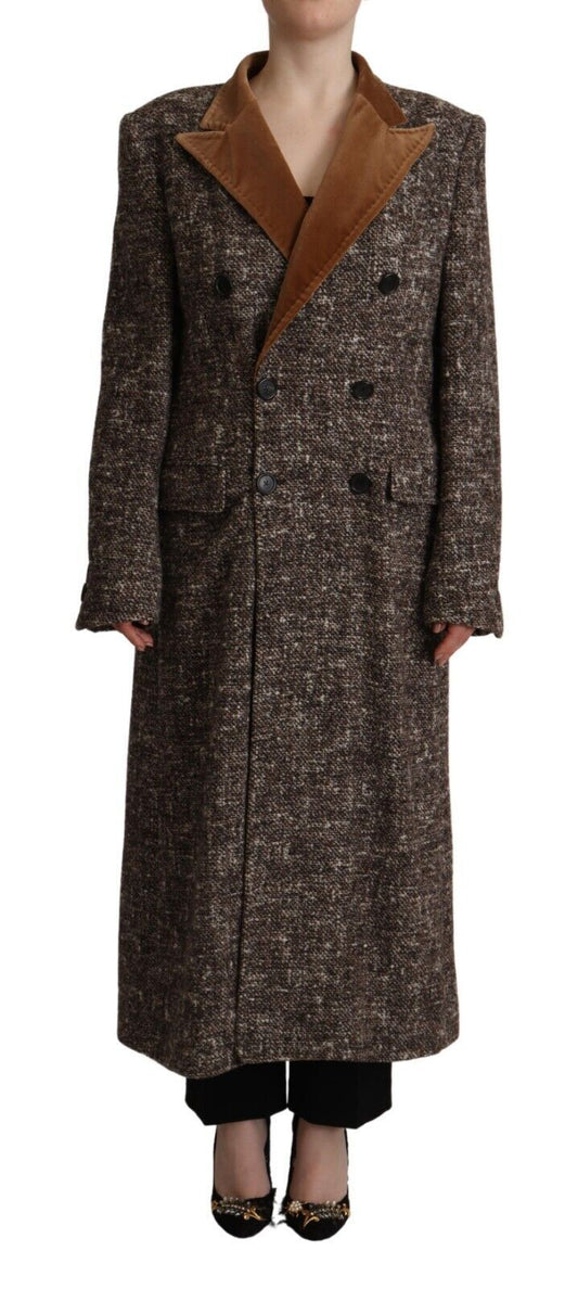 Elegant Brown Double-Breasted Trench Coat