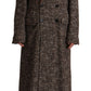 Elegant Brown Double-Breasted Trench Coat