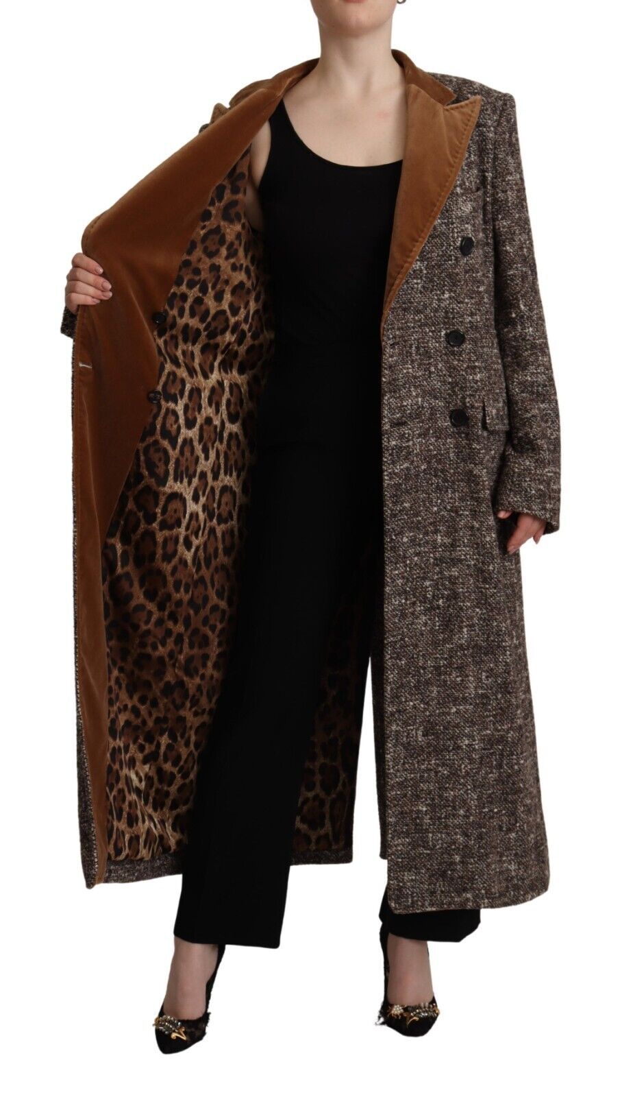 Elegant Brown Double-Breasted Trench Coat