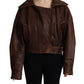 Elegant Leather Biker Jacket in Brown