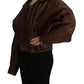 Elegant Leather Biker Jacket in Brown